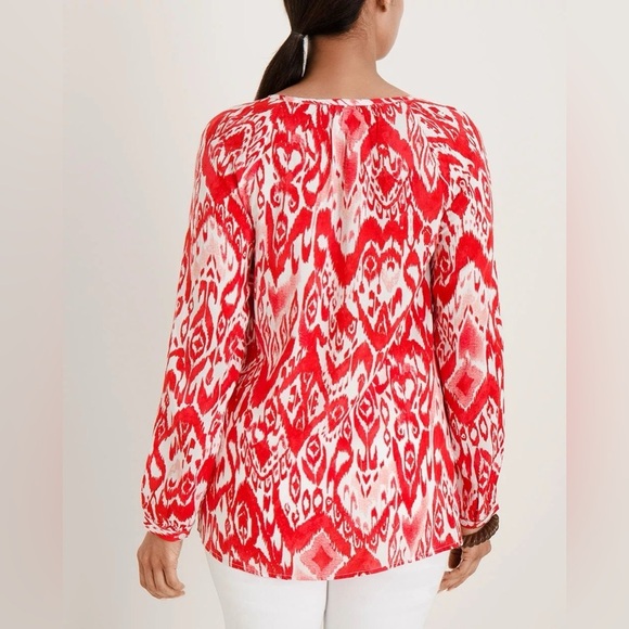 Chicos Boho Ikat Tassel Accent Popover Blouse Womens Size 20-22 - Picture 2 of 14